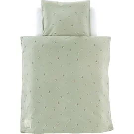 Träumeland Jersey Fiore Blumen allover Grün 80 x 80 cm + 40 x 35 cm
