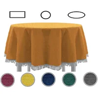 EXKLUSIV HEIMTEXTIL Gartentischdecke mit Fransen Tischdecke Classic Outdoor PVC