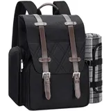 Picknick-Rucksack für 4 Personen mit großer isolierter Kühltasche, Picknickkorb-Set mit Weinbeutel, wasserdichte Picknickdecke & Besteck-Set. Perfekt für Strand, Party, Hochzeitsgeschenk für Paare
