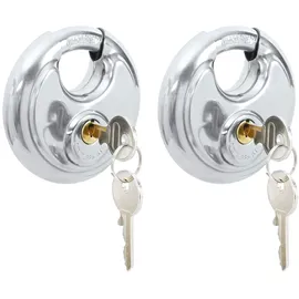 vidaXL Diskusschloss mit Schlüsseln 2 Pcs Silber 9 x 2,8 x 9 cm