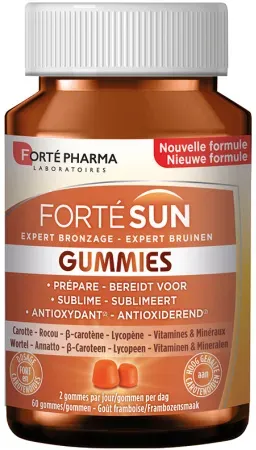 Forté Pharma Forté Sun Expert Bräunung Nahrungsergänzungsmittel Himbeergeschmack 60 Gummis