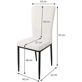 ML-Design Esszimmerstühle 4Er Set Küchenstühle mit Samt-Bezug Weiß