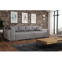 Fun Möbel Big-Sofa »Big Sofa Couchgarnitur REGGIO Megasofa mit Schlaffunktion«, 1 Teile, mit Schlaffunktion und Bettkästen, inkl. Rückenkissen und Zierkissen grau