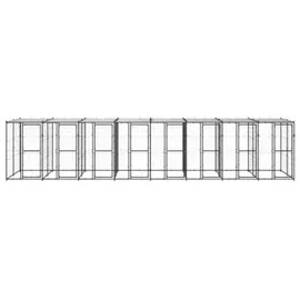 vidaXL Outdoor-Hundezwinger Stahl mit Überdachung 19,36 m2