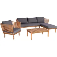 Mendler Garten-Garnitur HWC-L29, Garnitur Sitzgruppe Lounge-Set Sofa, Akazie Holz MVG-zertifiziert ~ dunkelgrau