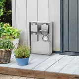 Longlife LED Gartensteckdosensäule für außen IP44 eckig 23cm - Steckdose: 4-fach - Farbe: Edelstahl