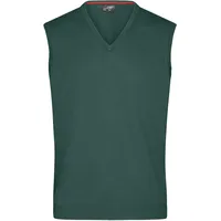 James & Nicholson Men's V-Neck Pullunder Klassischer Baumwoll-Pullunder grün, - Größe XXL