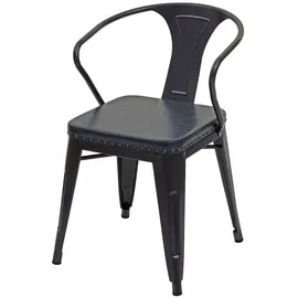 Mendler 2er-Set Esszimmerstuhl HWC-H10d, Stuhl Küchenstuhl Chesterfield Metall Kunstleder Industrial Gastronomie ~ schwarz-grau