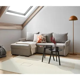 ti'me Ecksofa, Grau, Textil, 3-Sitzer, Füllung: Schaumstoff, Ottomane rechts, seitenverkehrt montierbar, L-Form, 223x148 cm, Rücken echt, Wohnzimmer, Sofas - Couches, Wohnlandschaften, Ecksofas