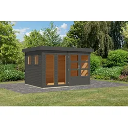 KARIBU Gartenhaus »Lahar 5«, BxHxT: 334 x 211 x 242 cm (Außenmaße inkl. Dachüberstand), Wandstärke 19 mm - grau