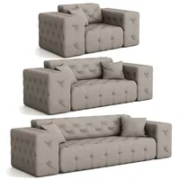 Fun Möbel Polstergarnitur Sofaset Designersofa CHANTAL 3-2-1 in Stoff Opera Velvet, (Sofaset Designersofa CHANTAL 3-2-1 in Stoff Opera Velvet) grau