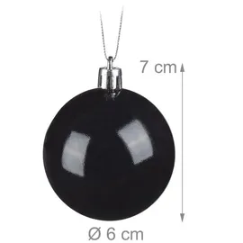 Relaxdays Weihnachtskugeln 100er Set, Weihnachtsdeko, glänzend, Christbaumkugel, Tannenbaumschmuck in ∅ 6 cm, schwarz
