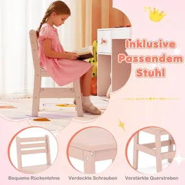 Costway 2 in 1 Schminktisch mit Led & Buntem Spiegel Rosa