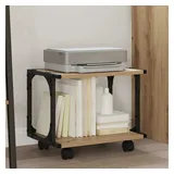 vidaXL Druckerständer Artisan-Eiche 41 x 28 x 33,5 cm Holzwerkstoff, Moderner Büroschrank, rechteckiger Druckerstand, 2-stöckiges Rollmöbel, abschließbare Räder, Urbane Aufbewahrung