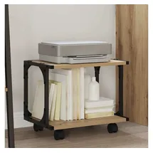 vidaXL Druckerständer Artisan-Eiche 41 x 28 x 33,5 cm Holzwerkstoff, Moderner Büroschrank, rechteckiger Druckerstand, 2-stöckiges Rollmöbel, abschließbare Räder, Urbane Aufbewahrung