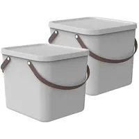 Rotho 2er-Set Aufbewahrungsbox 40L Albula - Kunststoffbox mit Deckel