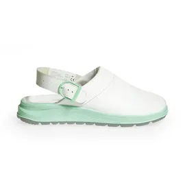 Abeba Medizinische Clog Active weiß/mint - 40 - Weiß/ Perforiert Mit Schnalle Gr.40