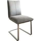 DeLife Schwingstuhl Lelio-Flex Freischwinger flach Edelstahl Samt Grau Taschenfederkern