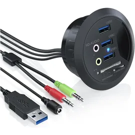 CSL Tisch USB Hub mit Kartenleser & Aux Anschluss 3x USB 3.2 Gen1/ 2x 3,5mm Klinke / microSD + SDXC