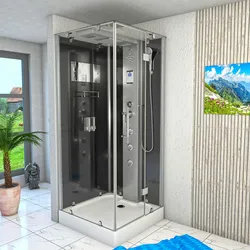 Dampfdusche Duschtempel Sauna Dusche Duschkabine D38-03R2-EC 80x80 cm mit 2K Scheiben Versiegelung