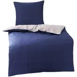 Traumschlaf Mako-Satin Wendebettwäsche Texture Blau 200 x 200 cm + 2 x 40 x 80 cm
