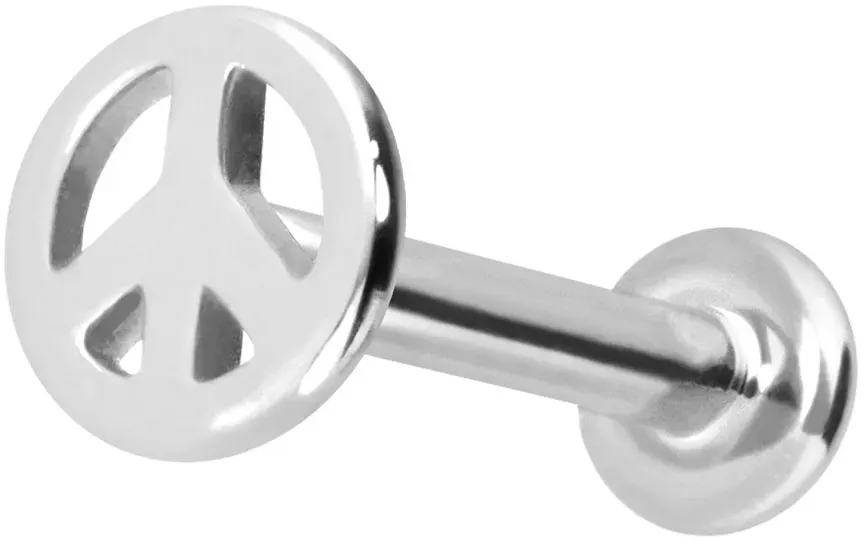 14 Karat Gold Labret mit Push Fit PEACE-ZEICHEN