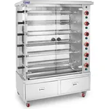 Royal Catering Gasgrill, Gas-Hähnchengrill 6 Spieße - mit Beleuchtung, Räder und 2 Schubladen 6 x 5 kW (30 kW)