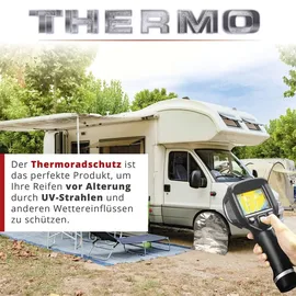 Walser 2x Reifen-Thermoabdeckung, 2 Stück Radschutzhüllen bis 17 Zoll/195mm, Radabdeckung-Set, Reifentaschen-Schutzhülle, Reifenabdeckung silber