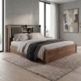 MCW King Size Bett P43 180 x 200 cm MDF Eiche Wotan-Eiche-Optik weiß