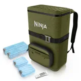 Ninja Outdoor FrostVault Go Flexibler 17-Liter-Kühlrucksack für 24 Dosen mit kalter Trockenzone, exklusiv bei Amazon in Olivgrün + mittelgroßer Kühlakku FF124AMZEUUKGN