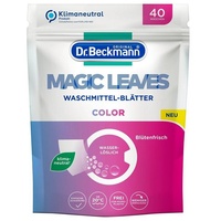 Dr. Beckmann MAGIC LEAVES Waschmittel-Blätter COLOR | vordosierte & wasserlösliche Waschblätter | platzsparend und leicht anzuwenden | 40 Blätter