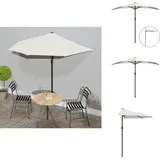 Balkon-Sonnenschirm mit Alu-Mast Sandfarben 270x144 cm Halbrund - Balkon Sonnenschirm - Halbmond Sonnenschirm - Gartensonnenschirm