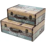 HMF Vintage Koffer 2er Set Holz bunt