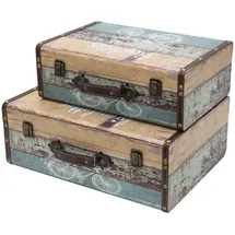 HMF Vintage Koffer 2er Set Holz bunt