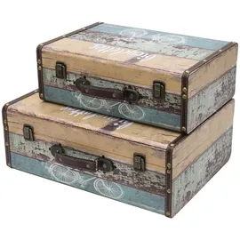 HMF Vintage Koffer 2er Set Holz bunt