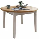 Casamia Esstisch Esstisch Esszimmer Tisch Monza rund 120cm ausziehbar Massivholz weiß weiß