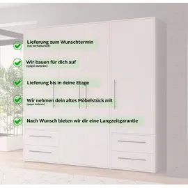 Forte Jupiter Schrank 200 cm - 4 Türen - »Mokkaris, OTTOs Choice, TOPSELLER! 3 oder zeitloses Design« B/H/T ca. 145x200x59cm oder 206x200x59cm, Weiß, 206 x 59 cm tief x 200 cm hoch
