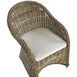 Beliani Gartensessel Susua Rattan 54 x 87 x 67 cm Cremeweiß mit Kissen