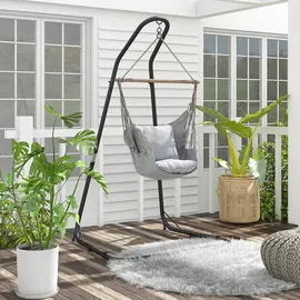 Outsunny Hängestuhlgestell Schwarz, Metall, 116x230x133 cm Gartenmöbel, Hängematten