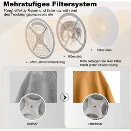 Costway Mini Wäschetrockner 800W, 5kg, Ablufttrockner bis zu 69°C, LED Touch-Screen, 4 Temperaturen & 6 Timer mit Desinfektion, Überhitzungsschutz - Weiß