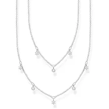 Thomas Sabo Doppel Halskette weiße Steine Silber 925 Sterlingsilber 40-45 cm