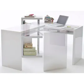 MCA Furniture Schreibtisch »Mattis«, mit Regalelment weiß hochglanz, Tischplatte schwenkbar weiß