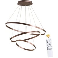 Lichtsse Pendelleuchte LED 85W | 5950LM LED Deckenlampe Esszimmerlampe hoehenverstellbar 3 Kreise moderne Kronleuchter aus Acryl in braun für Wohnzimmer Schlafzimmer Studio Laden, 40+60+80cm