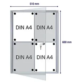 Franken Schaukasten X-tra!Line silber 4x DIN A4 51,0 x 3,0 x 68,0 cm, 1 St.