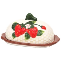 Neuetischkultur Butterdose Keramik Erdbeer-Relief