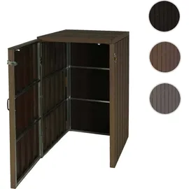 MCW 1er WPC-Mülltonnenverkleidung MCW-J28, Premium Mülltonnenbox, Metall Holzoptik, erweiterbar ~ Gartenschrank, J28-1er