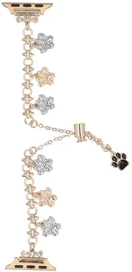 Neue Armband für Smartwatch GlacierX Slider Clasp Little Paws Charm Bracelet Gold für Apple Watch 38/40/41mm Gold