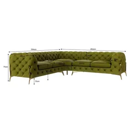 S-Style Ecksofa Chesterfield Lexi Olive Samt