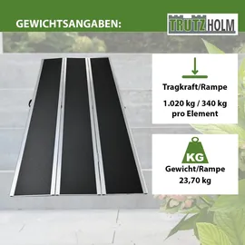 Baumarktplus DREIBREIT by TRUTZHOLM Alu Auffahrrampe 215 cm 3-fach klappbar 1020 kg Alu beschichtet Verladerampe