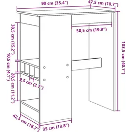 vidaXL Bartisch mit Regal 90 x 47,5 x 103,5 cm Grau